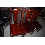 THREE CHINESE DARKWOOD SIDE CHAIRS