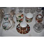 COLLECTION OF CERAMICS TO INCLUDE ROYAL CROWN DERBY COFFEE CAN AND SAUCER, A 19TH CENTURY IMARI