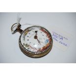 A LATE 18TH CENTURY GILT METAL AND ENAMEL VERGE PAIR-CASE POCKET WATCH, BY PIERRE RIGAUD, GENEVE,