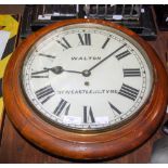 LATE 19TH/ EARLY 20TH CENTURY MAHOGANY DIAL CLOCK 'WALTON, NEWCASTLE UPON TYNE', CIRCULAR DIAL