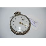 A LATE 18TH CENTURY FRENCH WHITE METAL VERGE FUSEE POCKET WATCH, THE WHITE ENAMEL DIAL WITH ARABIC