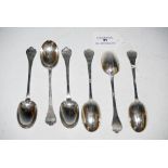 SET OF SIX SHEFFIELD SILVER TRIFID TEASPOONS.