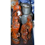 FIVE ASSORTED CHINESE CARVED WOODEN FIGURES OF DIETIES
