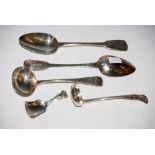 COLLECTION OF SILVER FLATWARE TO INCLUDE PAIR OF LONDON SILVER FIDDLE PATTERN TABLE SPOONS, LONDON