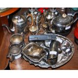 COLLECTION OF ASSORTED EP WARE TO INCLUDE THREE-PIECE HOTEL WARE TEA SET, OVAL COFFEE POT, OVAL