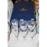 TWO BOXED SETS OF SIX GLENEAGLES CRYSTAL WINE GLASSES WITH WHEEL CUT DECORATION OF THISTLES,