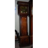 GEORGE III OAK LONGCASE CLOCK, 'ASHTON, MACCLESFIELD' WITH BRASS DIAL, ROMAN NUMERALS, SUBSIDIARY