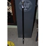 BIRMINGHAM SILVER MOUNTED EBONISED WALKING CANE.