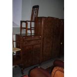 ART DECO WALNUT TWO PIECE BEDROOM SUITE COMPRISING WARDROBE AND COMPACTIUM CHEST.