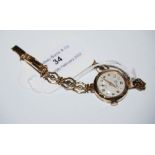 VINTAGE 9CT GOLD 'EVERITE' LADIES WRIST WATCH WITH ARABIC NUMERAL DIAL, SUBSIDIARY SECONDS DIAL,