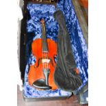 AN EARLY 20TH CENTURY CONTINENTAL VIOLIN, MODERN RESTRINGING AND IN PLAYABLE CONDITION, WITH