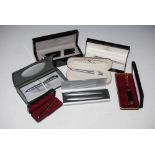 SEVEN BOXED PEN SETS TO INCLUDE EXAMPLES BY PARKER, SHAEFFER, FISHER AND OTHERS.