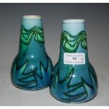 PAIR OF MINTON SECESSIONIST POTTERY VASES, 12.5CM HIGH.