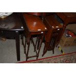 A LATE 19TH / EARLY 20TH CENTURY MAHOGANY SPIDER LEG OCCASIONAL TABLE TOGETHER WITH AN EDWARDIAN