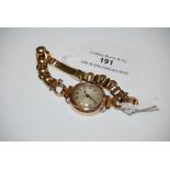 EARLY 20TH CENTURY 9CT GOLD LADIES WRISTWATCH WITH ROMAN NUMERAL DIAL, GROSS WEIGHT 15.9 GRAMS.