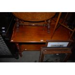 LATE 19TH/ EARLY 20TH CENTURY MAHOGANY WASHSTAND WITH THREE QUARTER GALLERY BACK.