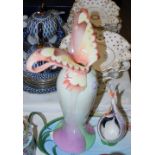 THREE PIECES OF FRANZ PORCELAIN TO INCLUDE BUTTERFLY VASE, BUTTERFLY TRAY AND ANOTHER SMALL TEA-