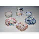 SMALL GROUP OF CHINESE PORCELAIN, QING DYNASTY, TO INCLUDE BLUE AND WHITE TEA BOWL AND SAUCER,