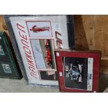 TWO FRAMED SIGNED FORMULA ONE MEMORABILIA INCLUDING A TEAM FERRARI KIMI RAIKKONEN PHOTOGRAPH,