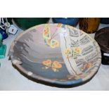 A STUDIO POTTERY BOWL BY ANNE LIGHTWOOD WITH BUTTERFLY DETAIL
