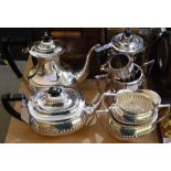 FOUR-PIECE EPNS TEA SET TOGETHER WITH THREE-PIECE EPNS TEA SET.