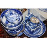 A COLLECTION OF ASSORTED 19TH CENTURY AND LATER BLUE PRINTED TABLE WARE