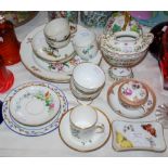 COLLECTION OF ASSORTED CONTINENTAL PORCELAIN TO INCLUDE ASSORTED MEISSEN TABLEWARE, CUPS, SAUCERS,