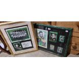 FOOTBALL MEMORABILIA - TWO FRAMED SIGNED GROUPS OF MEMORABILIA OF HIBERNIAN FC, INCLUDING SIGNED