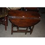 A 19TH CENTURY OAK DROPLEAF GATE LEG TABLE, TOGETHER WITH A 19TH CENTURY MAHOGANY FOLDOVER DINING