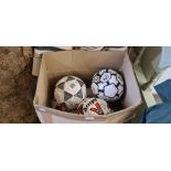 GROUP OF SEVEN SIGNED FOOTBALLS INCLUDING BENFICA, PERU NATIONAL, TOGETHER WITH FOUR SIGNED BALLS