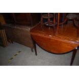 A 19TH CENTURY MAHOGANY DROP LEAF DINING TABLE CENTRE SECTION, TOGETHER WITH A MAHOGANY AND