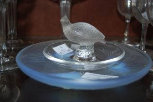 MODERN LALIQUE CLEAR AND FROSTED GLASS CENDRIER / RINGDISH CENTRED WITH A PARTRIDGE, TOGETHER WITH