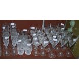TWELVE ROYAL DOULTON CUT GLASS WINE GOBLETS, SET OF EIGHT SMALLER WINE GLASSES, EIGHT CHAMPAGNE