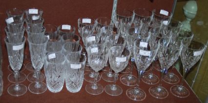 TWELVE ROYAL DOULTON CUT GLASS WINE GOBLETS, SET OF EIGHT SMALLER WINE GLASSES, EIGHT CHAMPAGNE