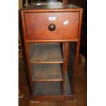 A 19TH CENTURY PINE SIDE CABINET FITTED WITH SINGLE FRIEZE DRAWER OVER THREE SHELVES AND OPEN