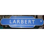 RAILWAYANA - A BRITISH RAILWAYS SCOTTISH REGION ENAMEL TOTEM SIGN, 'LARBERT', 92CM WIDE.