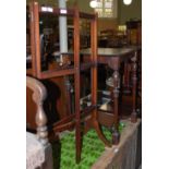 A FOLDING TOWEL RAIL AND A SQUARE MAHOGANY OCCASIONAL TABLE