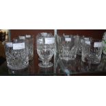COLLECTION OF CUT GLASSWARE TO INCLUDE ASSORTED TUMBLERS AND FOUR PEDESTAL GLASSES.