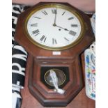 RAILWAYANA - A ROSEWOOD CASED OCTAGONAL STATION CLOCK WITH BLACK AND WHITE ROMAN NUMERAL DIAL.