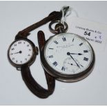 VINTAGE WHITE METAL CASED OPEN-FACED POCKET WATCH 'HAMILTON & INCHES, EDINBURGH', WHITE ROMAN