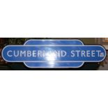 RAILWAYANA - A BRITISH RAILWAYS SCOTTISH REGION ENAMEL TOTEM SIGN, 'CUMBERLAND STREET', 92CM WIDE.