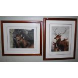 AFTER LANDSEER, COLOURED PRINT, 'THE HONEYMOON', AND ANOTHER 'A DEER FAMILY'