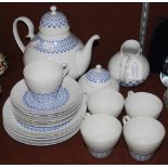 ROSENTHAL PORCELAIN BLUE AND WHITE ROMANZE PATTERN PART TEA SET.