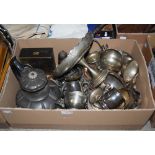 TWO BOXES - ASSORTED PEWTER AND EP WARE