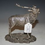 A MODERN BIRMINGHAM SILVER ELECTROFORMED MODEL OF A STAG.