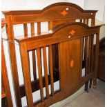 AN EDWARDIAN MAHOGANY AND SATINWOOD BANDED FIVE PIECE BEDROOM SUITE COMPRISING WARDROBE, MIRROR