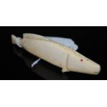 LATE 19TH/ EARLY 20TH CENTURY INUIT ESKIMO ARCTIC MARINE IVORY CARVING OF A SALMON, PROBABLY ALASKAN