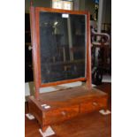 A 19TH CENTURY MAHOGANY DRESSING TABLE ON RECTANGULAR BASE WITH TWO SMALL DRAWERS