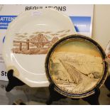 RAILWAYANA, A 19TH CENTURY DECAGON SHAPED BROWN TRANSFER PRINTED DECORATIVE PLATE FOR THE FORTH