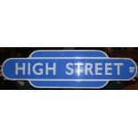 RAILWAYANA - A BRITISH RAILWAYS SCOTTISH REGION ENAMEL TOTEM SIGN, 'HIGH STREET', 92CM WIDE.